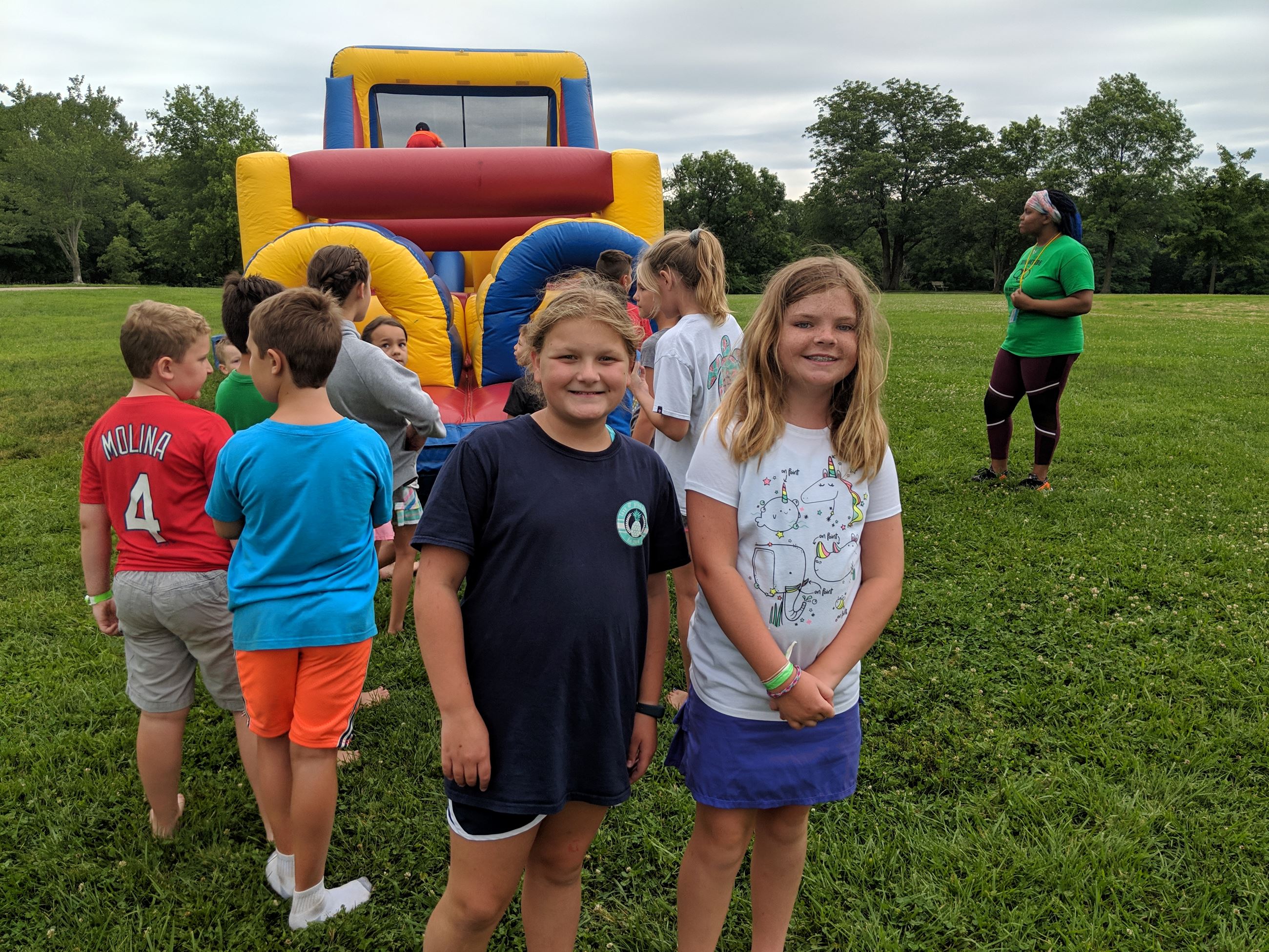 Camp girls at obstacle course